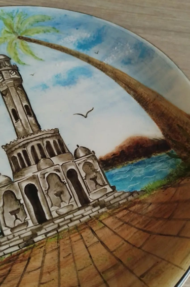 İzmir Temalı Çini Tabak.