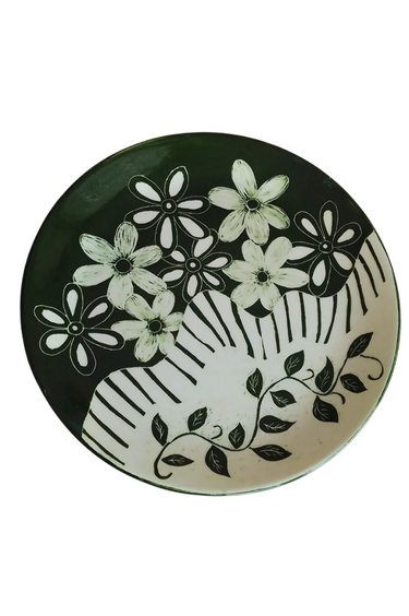 Sgrafitto (Kazıma Teknigi) Yeşil Çini Tabak