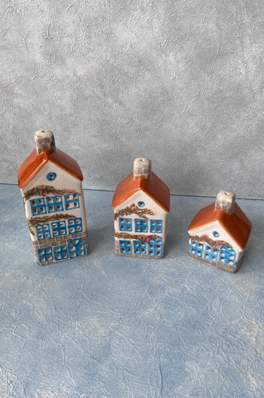 3'lü Seramik Ev Mumluk