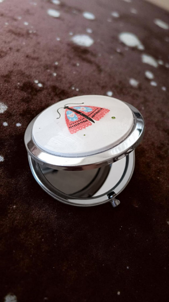 Çini Cep Aynası - Kırmızı Kelebek Detaylı