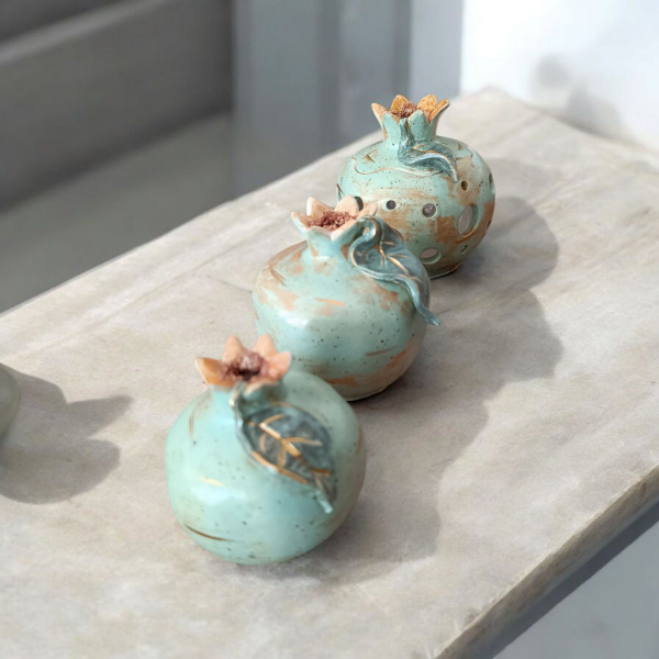 El Yapımı Seramik Nar Mumluk – Büyük Boy