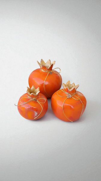 El Yapımı Seramik Nar (3'lü)