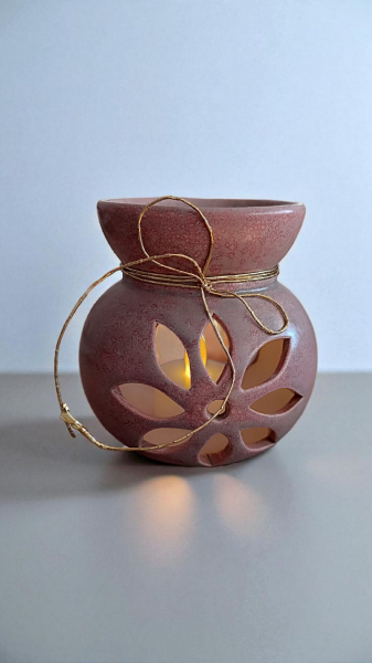 Lotus Desenli  Seramik Buhurdanlık