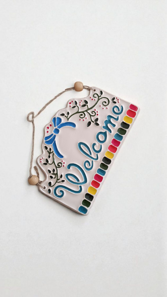 El yapımı Seramik ''Welcome''Karşılama Tabelası