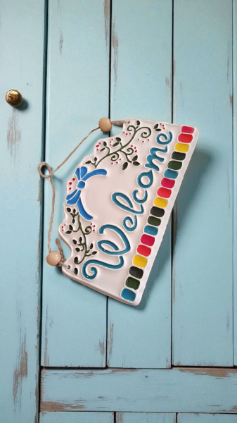 El yapımı Seramik ''Welcome''Karşılama Tabelası