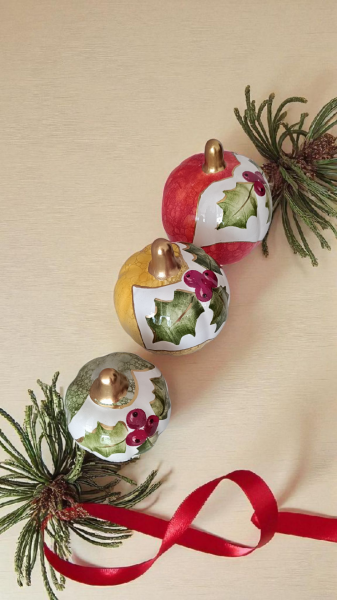 El Yapımı Çini Kabak seti( 3'lü) Yeni Yıl Temalı