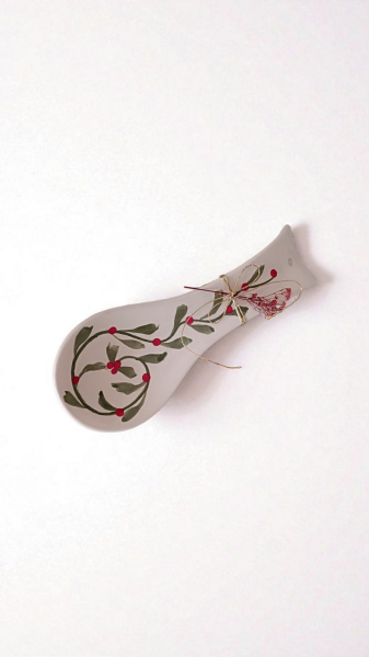 El Yapımı Seramik Kaşık Altlığı- Kış Temalı