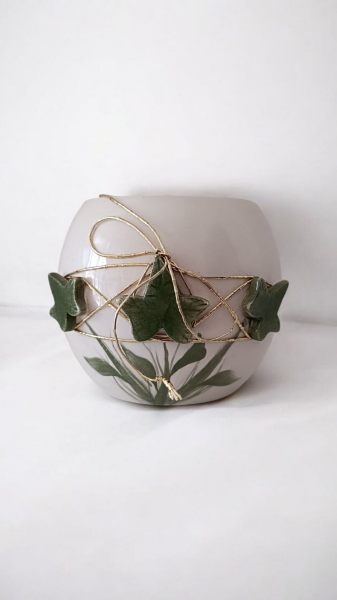 El Yapımı Seramik Buhurdanlık - Yaprak Detaylı