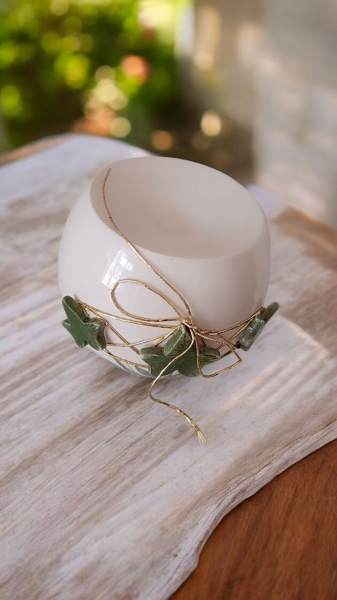 El Yapımı Seramik Buhurdanlık - Yaprak Detaylı