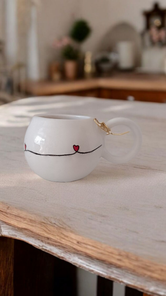 El yapımı Seramik Kahve Fincanı '' Love'' Tasarım