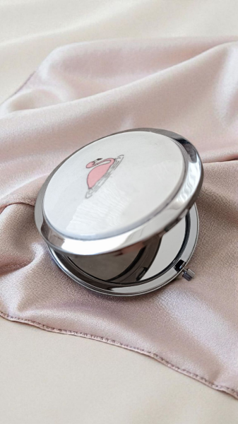 El Yapımı Çini Cep Aynası- Flamingo desenli